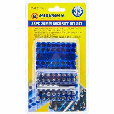 33PC SICHERHEITS BIT SCHRAUBENDREHER WERKZEUG HALTER TORX STAR SECHSKANT 60MM SCHLÜSSEL SCHRAUBEN 