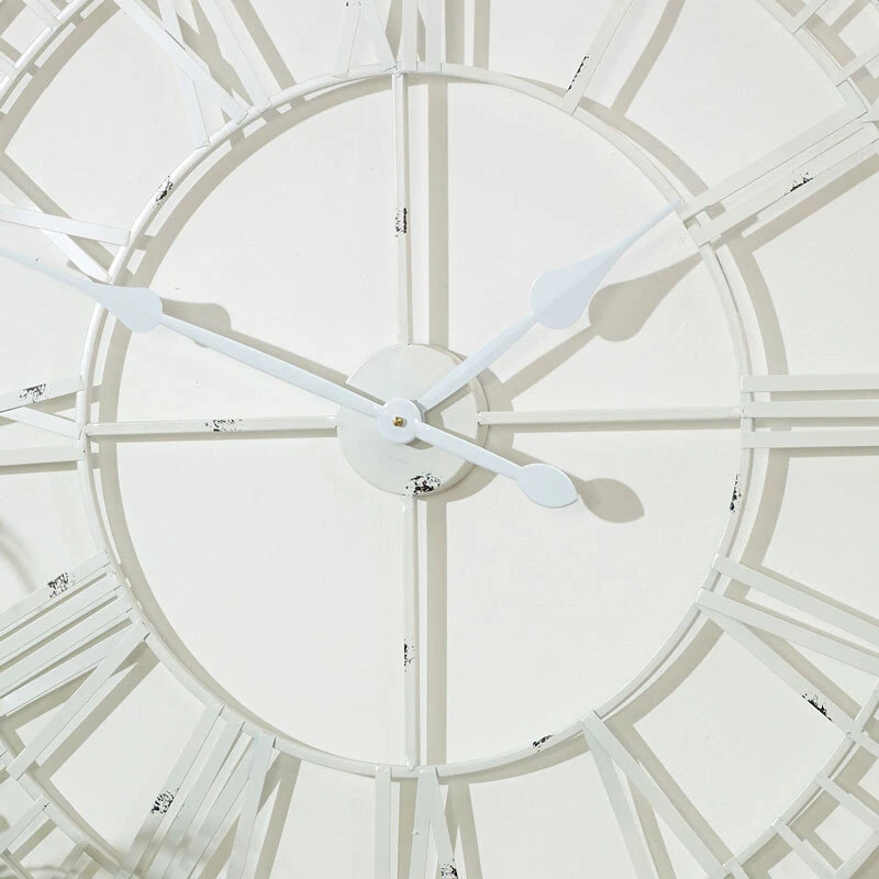 Reloj de pared grande blanco esqueleto hierro industrial retro rústico decoración de pared regalo Foto 3 de 4