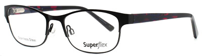 SUPERFLEX SF-520 C2 Black Womens Semi Cat Eye Full Rim Eyeglasses 50-17-135 B:33