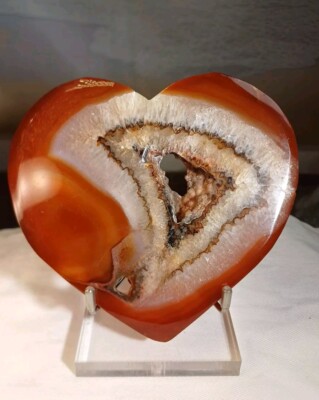 365g Druzy Karneol Herz KRISTALL funkelnder Achat inkl. Ständer Valentinstag Geschenk