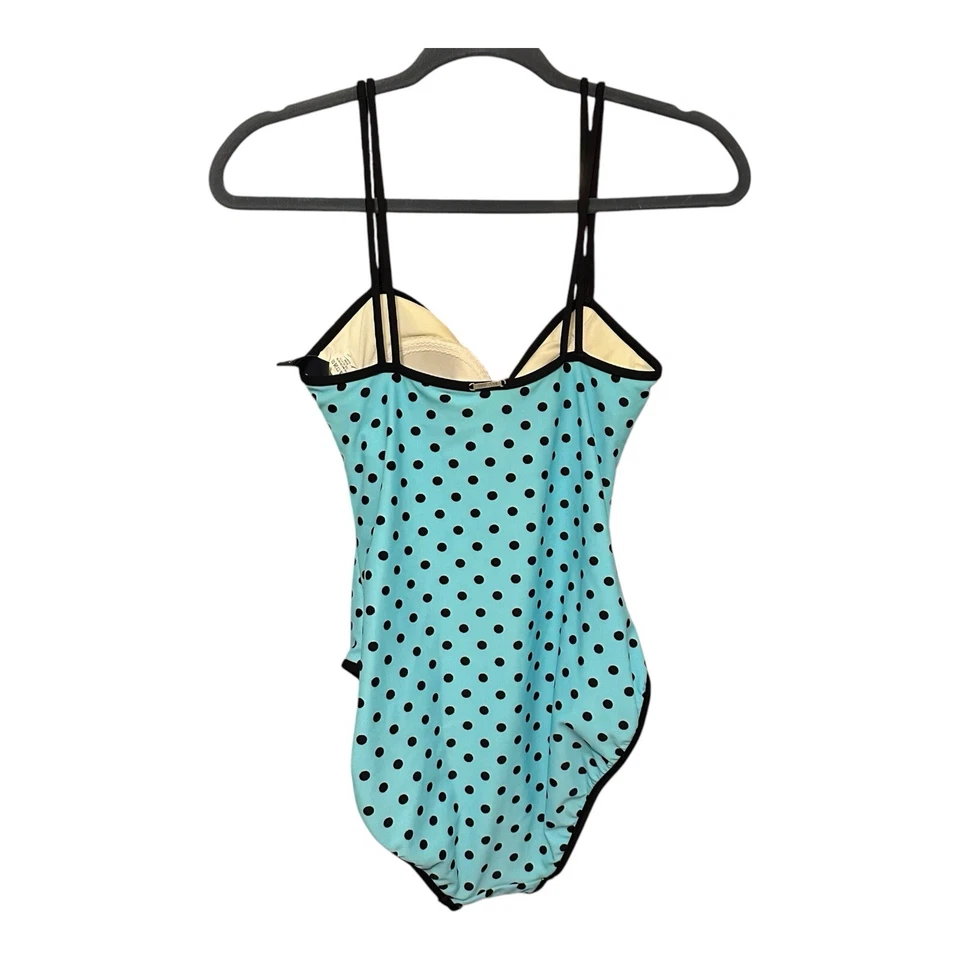 Anne Cole Teal Polka Dot Swimsuit Sz 14 Pinup Retro Bathing Suit NWOT - Image 2 of 4