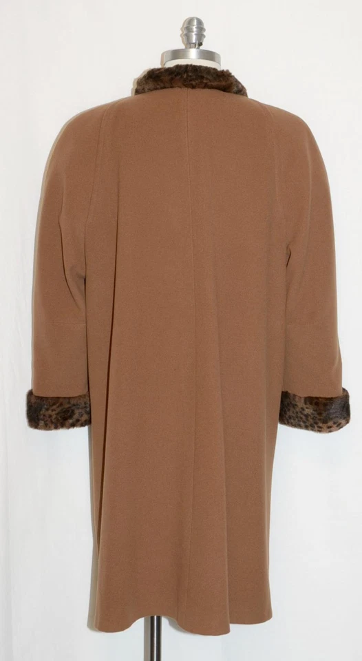 ШЕРСТЬ + КАШЕМИР ~ сделано в Италии коричневый женщин платье длинный качели пальто 20 XL - Изображение 4 из 4