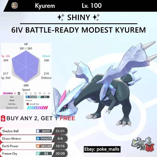 ✨ Shiny ✨ 6IV Kyurem + Reshiram + Zekrom /w Master balls Pokemon Sword &  Shield