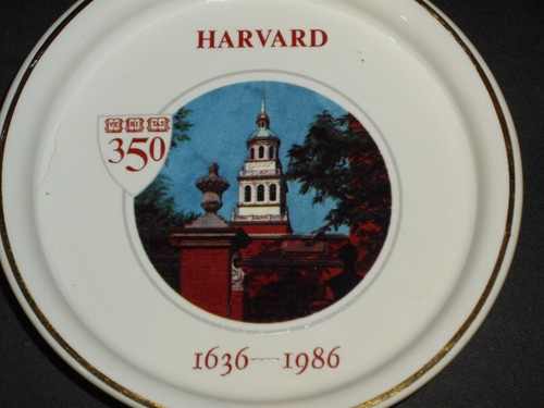 1986 Pfaltzgraff Harvard University 350th Year Stoneware Coaster Unused USA - Picture 2 of 3