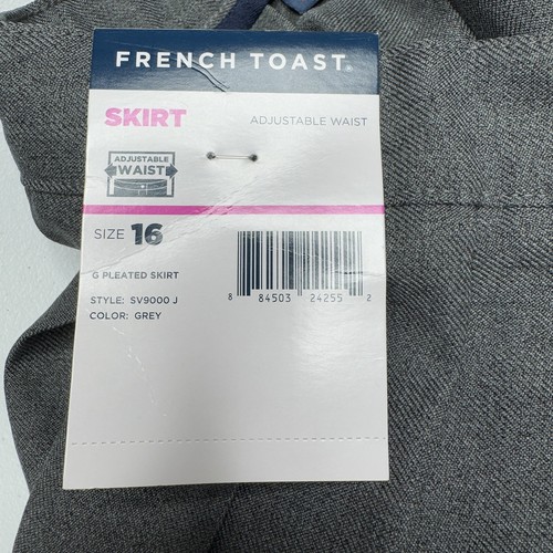 French Toast Adjustable Waist Knee Length Pleated Skirt Girls 16 Gray Polyester - Picture 6 of 10