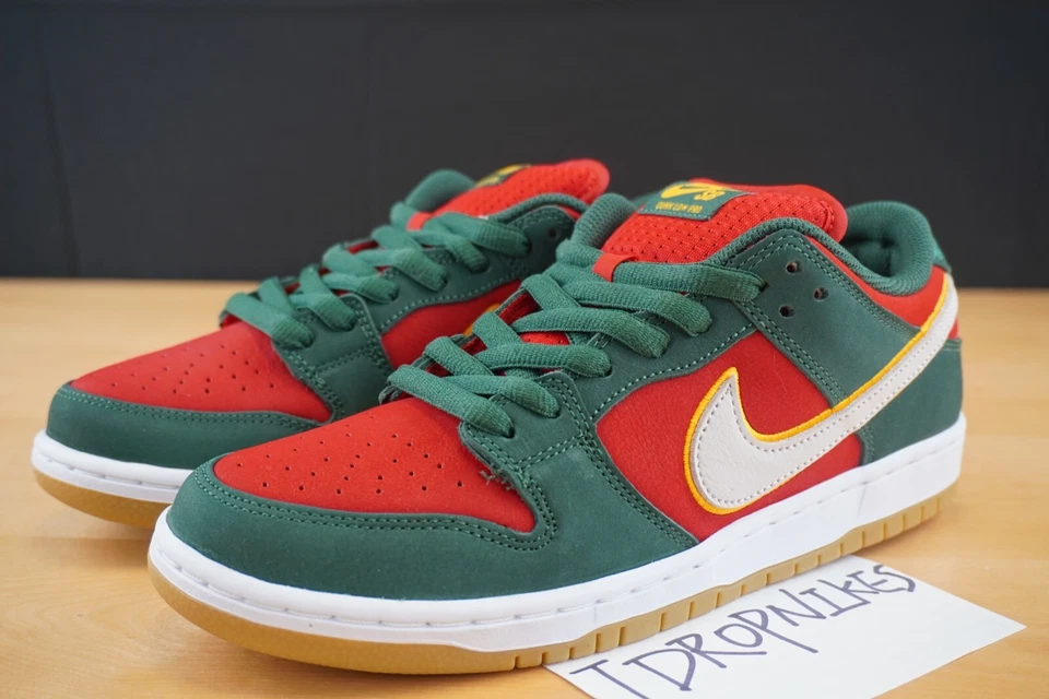 Size 9M/10.5W - Nike SB Dunk Low Pro PRM Seattle Supersonics Fire Red FZ1287-300 - Image 2 of 4