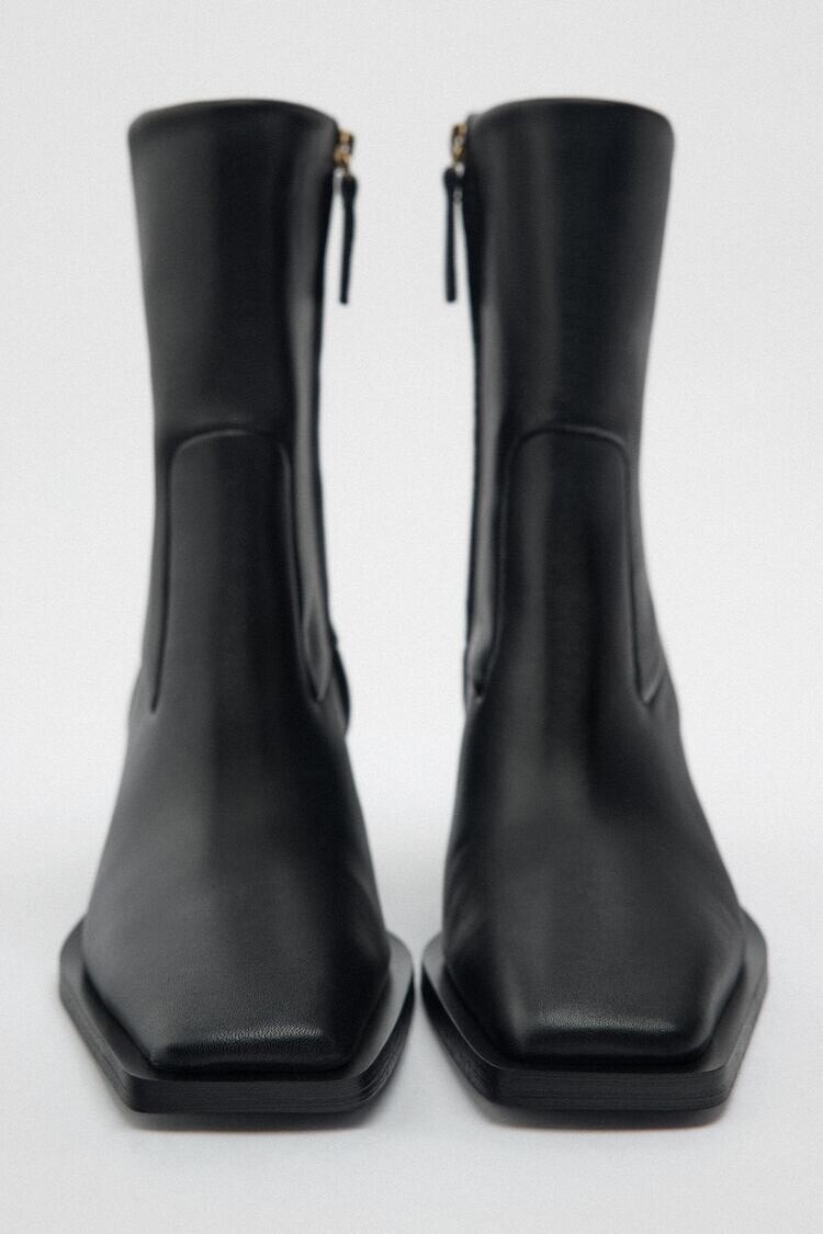 ZARA WOMAN  LEATHER ANKLE BOOTS WITH HEEL BLACK 8 EU39 2125/010 image 6