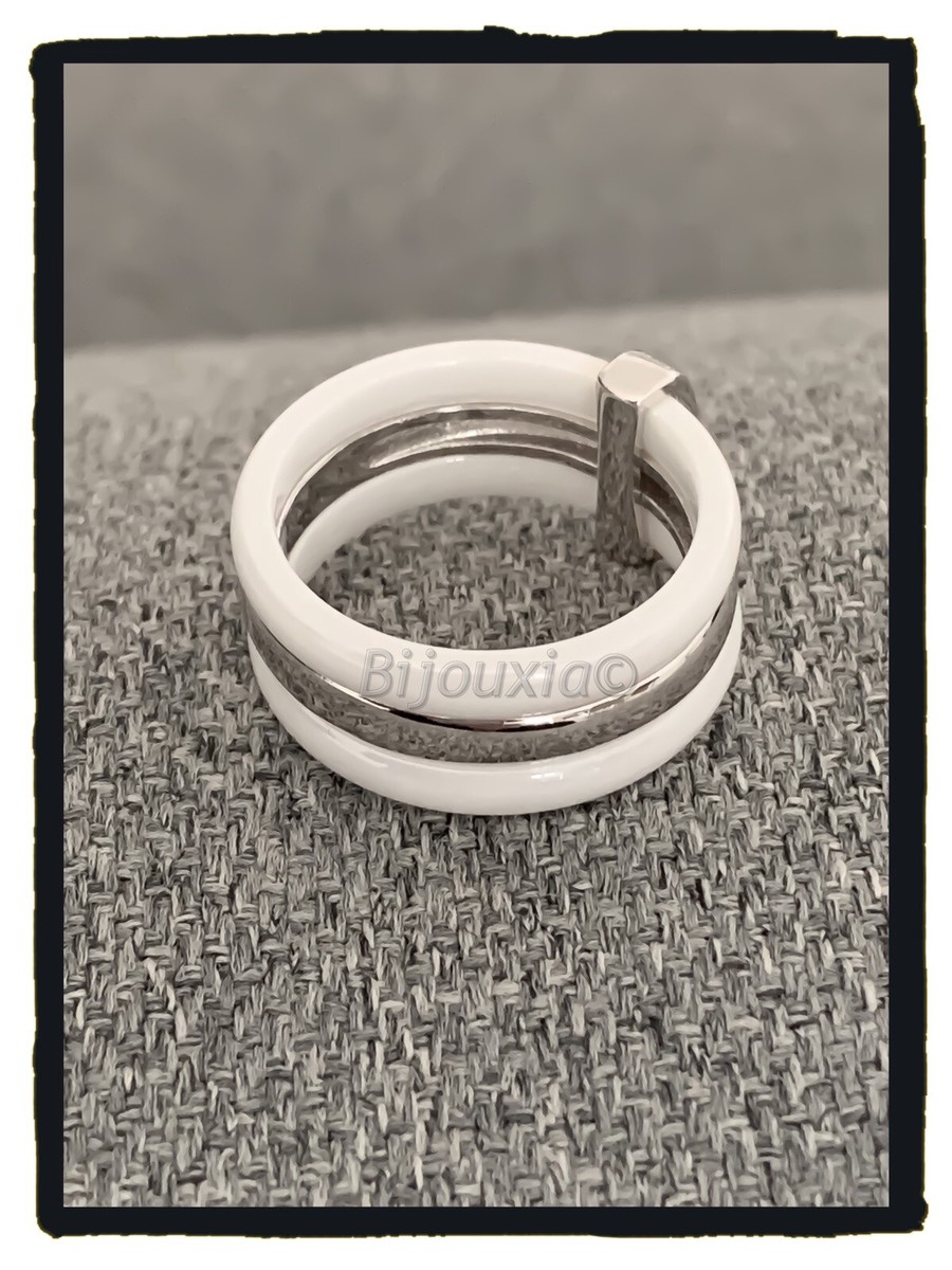 Bague En Céramique Noire Et Argent 925 – Microserti Zirconium, Tailles 50 à 62