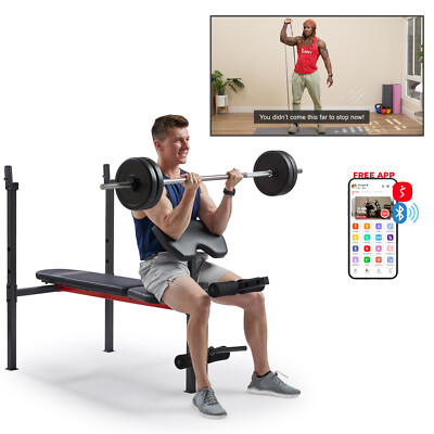 Sunny Health Fitness Adjustable Incline Weight Bench w/ Leg