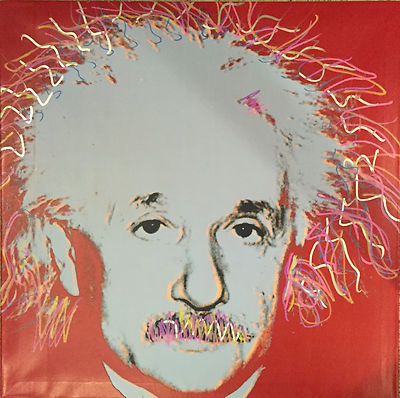 Albert EINSTEIN Red  by Steve Kaufman SAK  UNIQUE ORIGINAL Painting 36x36