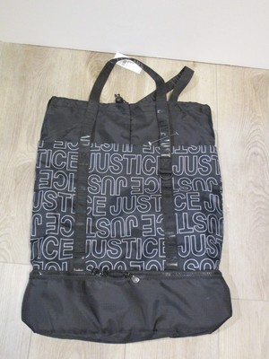 Justice Nylon Gym Bag LOGO Tote Bag compartment zippered - Main Image