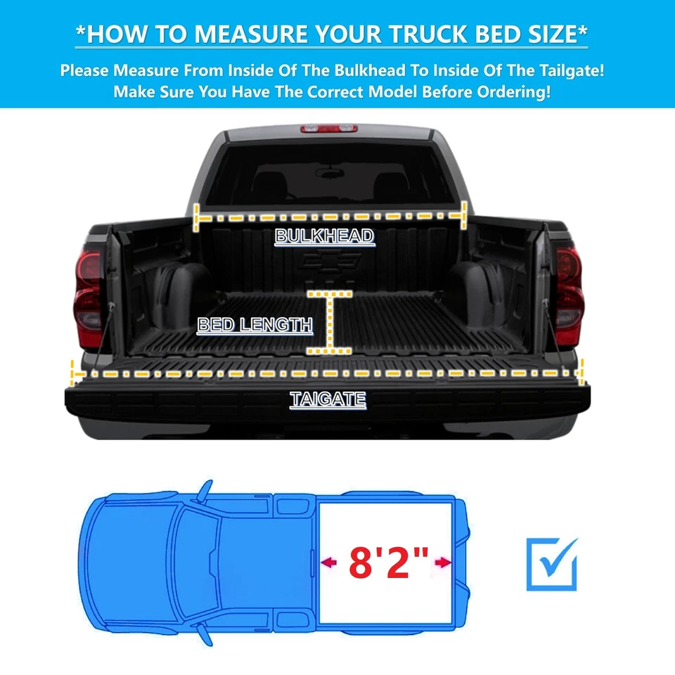 8'2" Soft Roll Up Tonneau Cover for 07-14 Chevy Silverado 1500 2500 HD Truck Bed Foto 2 de 4