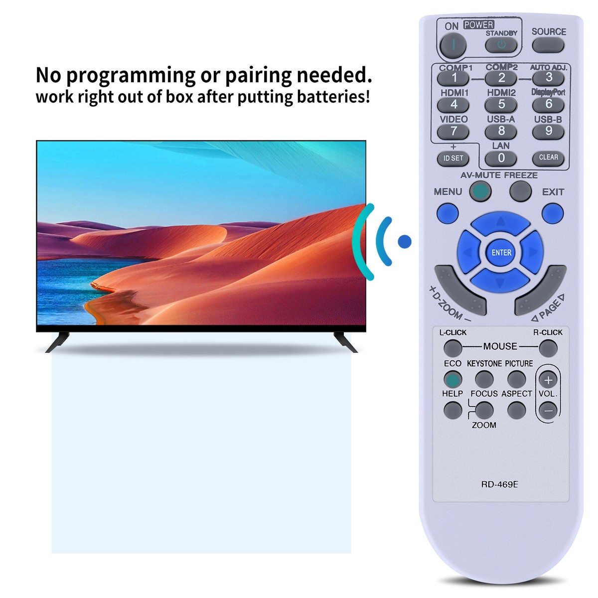 ALLIMITY Telecomando Universale RD-469E Per Proiettori NEC – Sostituzione Per Serie M E NP, Plug And Play