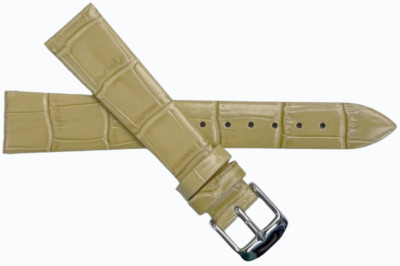 Multi-Color Leather Flat  Size (20 14)mm Unstitched Alligator Grain Watch Band