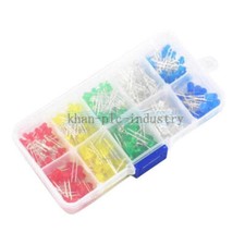 200 PCS 3MM 5MM LED LIGHT WHITE YELLOW RED GREEN ASSORTED ASSORTMENT KIT DIY SET