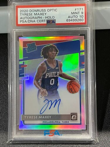 2020-21 Panini Donruss Optic Tyrese Maxey Rated Rookie HOLO Auto 10 PSA 9 MINT - Picture 1 of 4