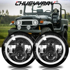 For FJ cruiser 2007-2014 Pair 7'' Inch Round LED Headlights combo Hi/Lo Beam DRL