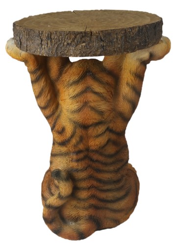 KARE STYLE 35CM TIGER CUB SIDE TABLE TREE TRUNK TOP BIG CAT STATUE POLYSTONE - Picture 4 of 4