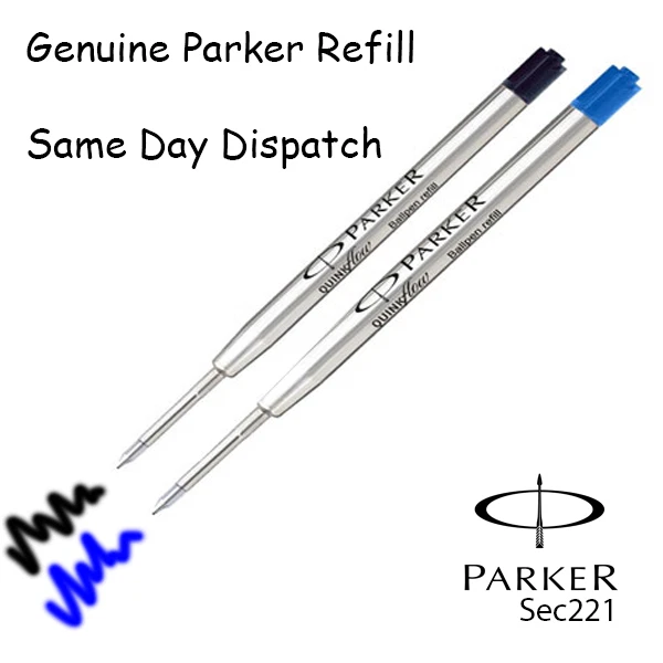 GENUINE PARKER BALLPOINT REFILL BIRO MEDIUM BLACK BLUE SMOOTH WRITING QUINK FLOW