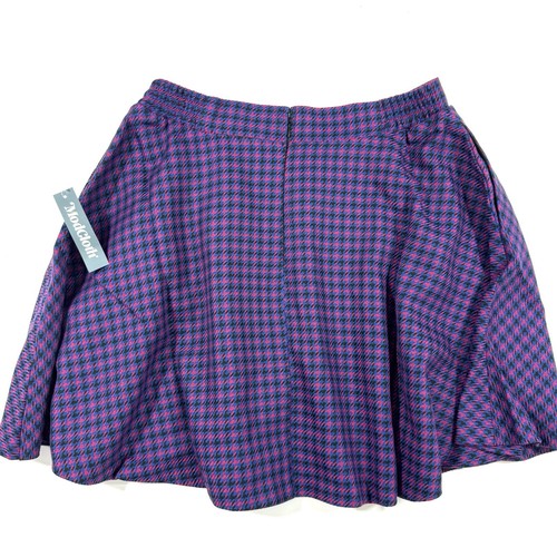 New ModCloth Winners Circle Skirt Size Large Blue Purple Plaid Multi - Picture 2 of 7