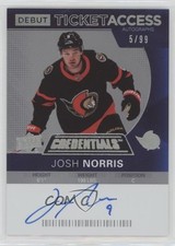 2021 Credentials 2020-21 Debut Ticket Access 5/99 Josh Norris #DTAA-JN Auto dk8