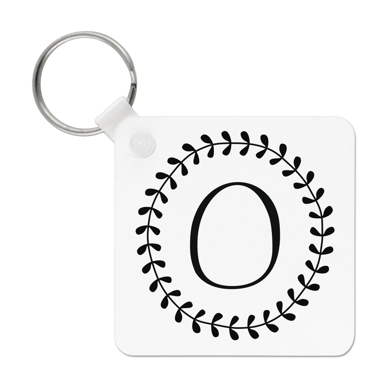 Letter O Floral Wreath Alphabet Keyring Key Chain - Flowers