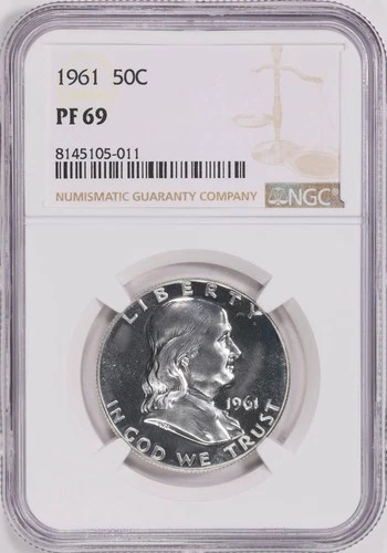 1961 50C Franklin Half Dollar Silver Proof NGC PF69 White Spotless $675 Value