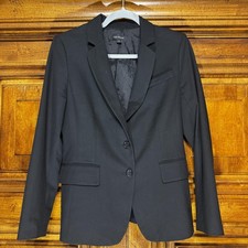 Ann Taylor Blazer Womens 6 Black Two Button Notch Lapel Work Jacket Suit Career