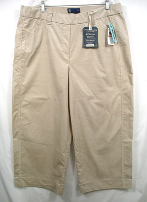 -NWT Democracy ''Ab'' Solution Skyrise Wide Crop Pull On Pants Khaki Sz 2X