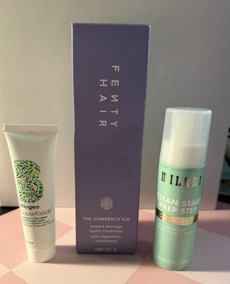 Fenty Hair The Comeback Kid 5 fl oz , Milani Clean Start prep step, Biogeo Super