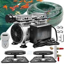 iMeshbean Pond Aerator Lake Aeration 3/4 HP Pump 100' Tube 2x10" Diffusers Timer