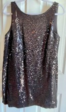 FREE PEOPLE-BLACK Full Sequined Shift Dress-Fully lined, HIGH QUALITY! Sz. 8-EUC