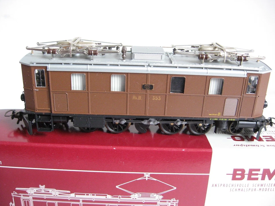 WK20* BEMO H0m 1291 113 Stangen-E-Lok Ge 4/6 RhB "353" DC OVP