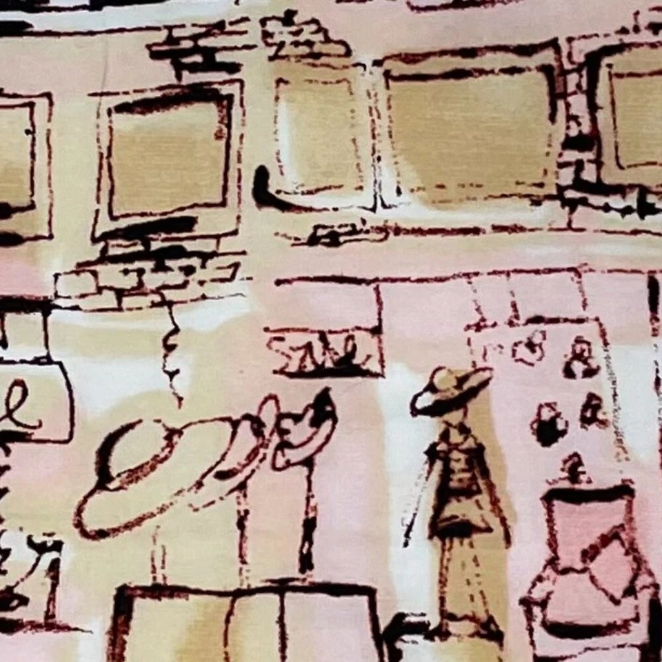 Falda Valerie Stevens Algodón Línea A Pastel Acuarela Escena Ciudad, Rosa, Puesta de Sol 6 Foto 3 de 4