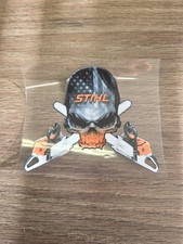 Chainsaw Logger Skull Arborist Cross Bones UVDTF Decal Made In USA Waterproof