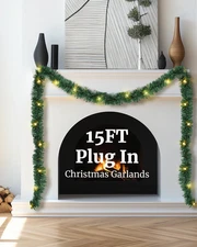 3-Pack Outdoor Christmas Garland with Lights, 15FT Prelit Lighted Garland Christ