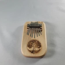 Artisan Made Kalimba Thumb Piano Tree of Life Pyrography Signed M M on back