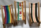 3 Vintage Wooden Barbie Doll Sling Lawn Chairs