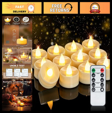 12pcs Flameless LED Tea Lights with Remote  Timer - 400 Hours Flickering Batte