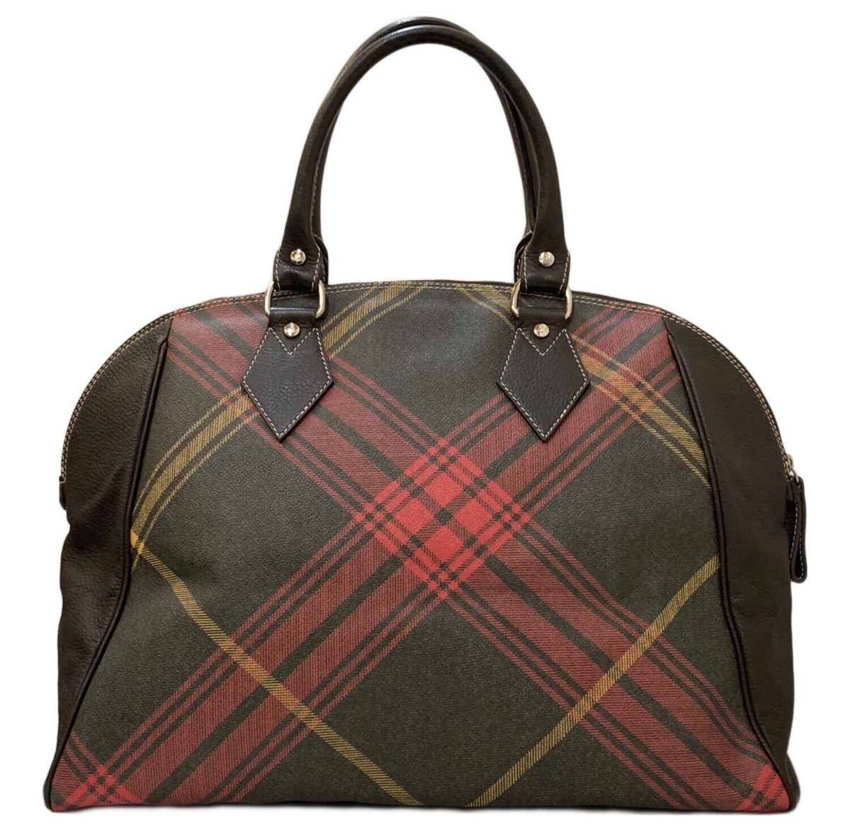 Vivienne Westwood　ストライプ柄ボストンバッグ Vivienne Westwood Boston bag brown leather orb check pattern | eBay