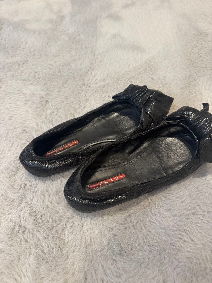 PRADA Women's Pumps Ballet Flats Size:35/JP:22.5 Leather Black 135145K Authentic thumbnail 4