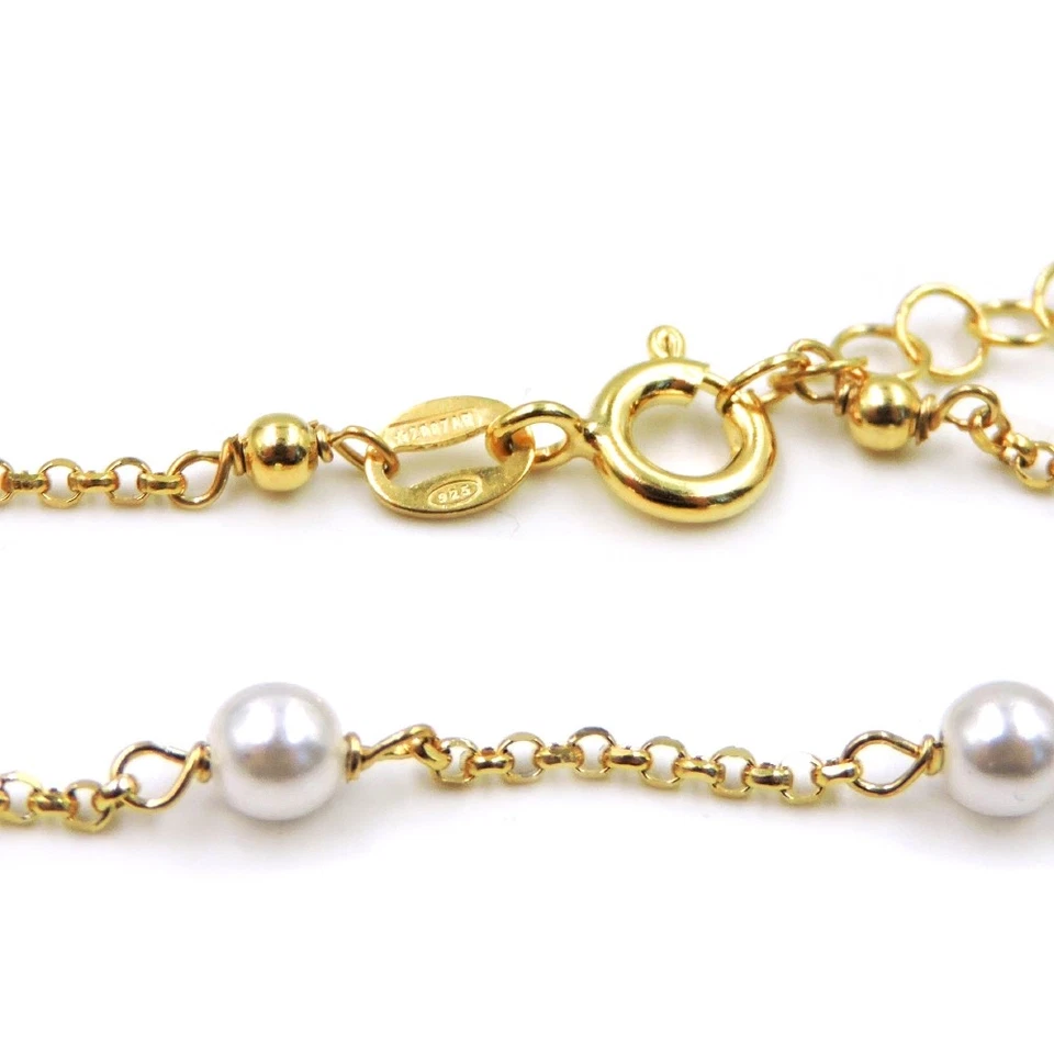 Collana con Perle in Argento 925 Placcato Oro Giallo - Immagine 4 di 4