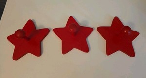 Lot of 3 Red Star Wood Peg Wall Hooks Patriotic Space Western Barn Kids Nursery