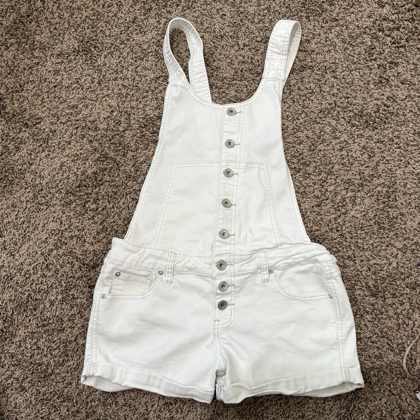 Free People We the Free Ziggy Overalls Denim Women's White Size 28