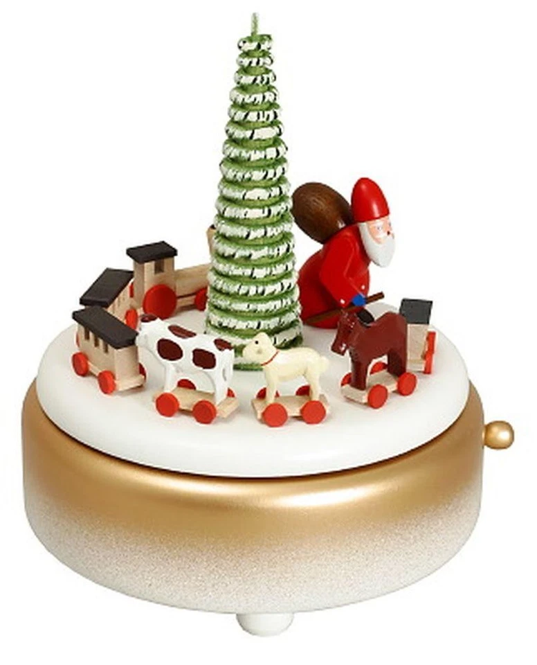 Boîte À Musique Père Noël Blanc 13x15,5x13Cm NEU - Photo 1/1