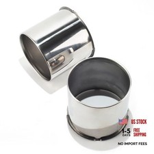 2Pcs 5.15" Push Through Wheel Center Caps Stainless 5.15" Hub 4.45"H Chrome