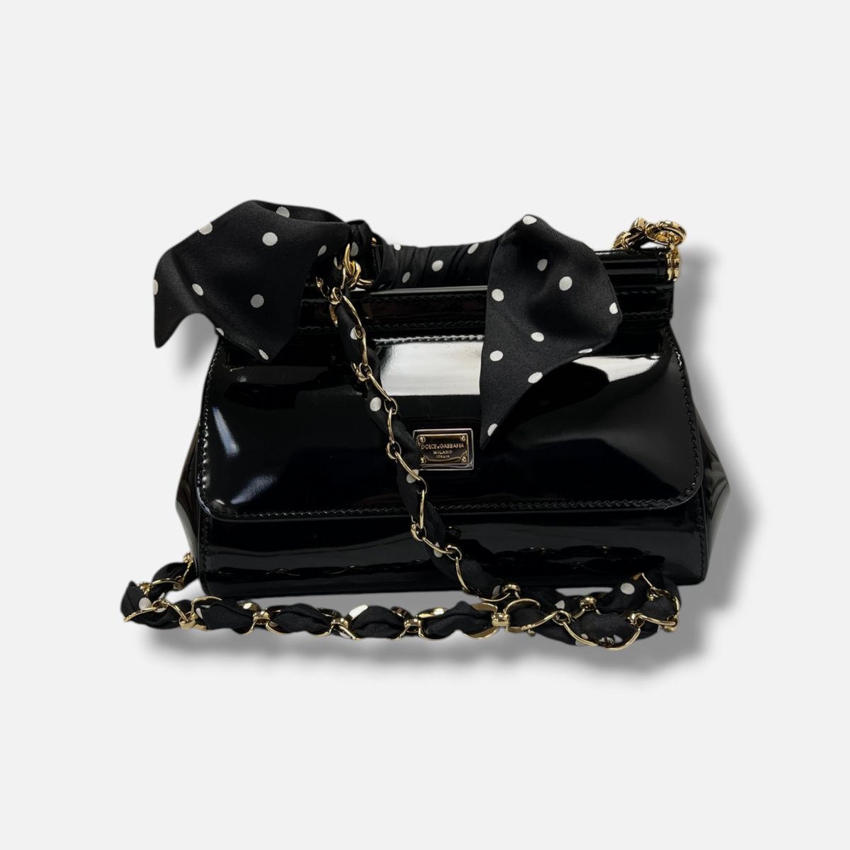 Dolce & Gabbana Women's Black Silk Scarf Top Handle Leather Bag | eBay