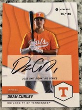 Dean Curley 2025 Onit Athlete Tennessee Volunteers Baseball Autograph /130 Auto