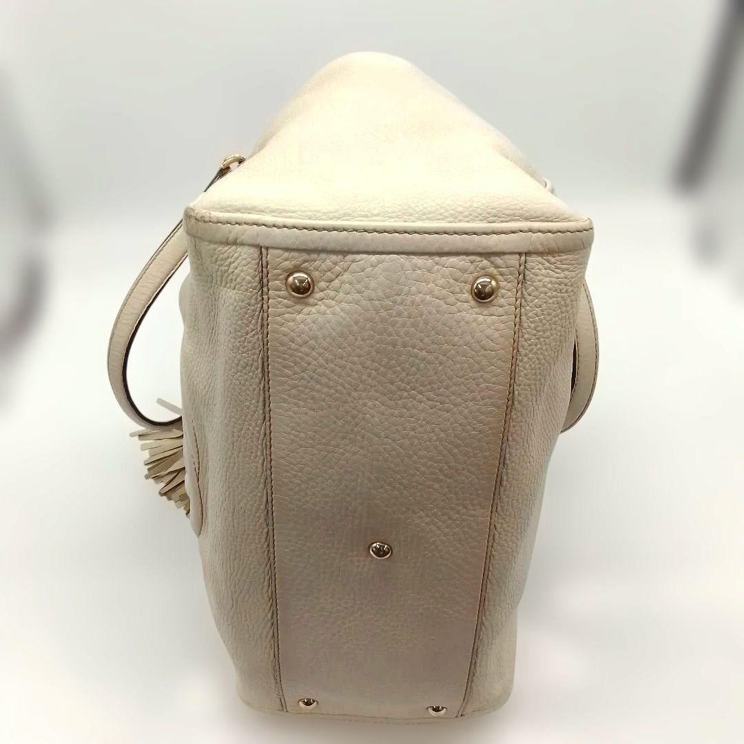 GUCCI Soho Tote Bag Leather Beige Fringe Charm Authentic B Grade thumbnail 12