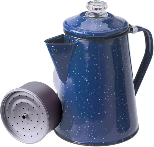 Outdoors Percolator Coffee Pot | Enamelware Campfire Coffee Boiler Kettle, Blue - Picture 10 of 12